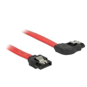 DeLOCK - SATA-kabel - Seriell ATA 150/300/600 - 7-stifts SATA (F) - till - 7-stifts SATA (W) - 50 cm - rätvinklig kontakt, låst - Röd (83969)