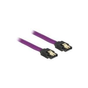 DeLOCK Premium - SATA-kabel - Seriel ATA 150/300/600 - 7-benet SATA (M) - 7-benet SATA (M) - 1,0 m - låst - lilla (83692)