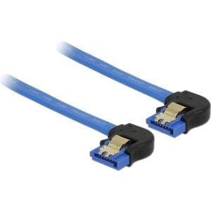 DeLOCK - SATA-kabel - Serial ATA 150/300/600 - SATA (R) vinklad ned till SATA (R) vinklad ned - 20 cm - insnäppt - blå (85095)