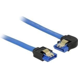DeLOCK - SATA-kabel - Seriell ATA 150/300/600 - SATA (R) vänstervinklad till SATA (R) rak - 20 cm - insnäppt - Blå (84983)