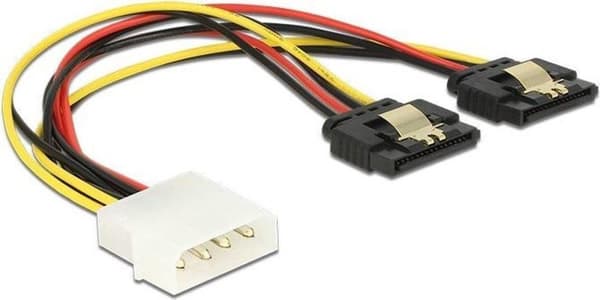 DeLOCK Molex (m) - 2x SATA (v) med metalklemmesplitter - 0,20 meter