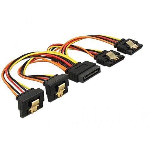 DeLOCK - Netværkssplitter - SATA-strøm (S) monteret på SATA-strøm (R) metalklemme - 3,3 / 5 / 12 V - 15 cm - sort, gul, rød, orange (60150)