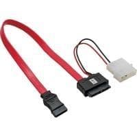 InLine - SATA-kabel - Slimline SATA till SATA, intern strömförsörjning, 2-stift - 30 cm (data) / 15 cm (ström) (29675)