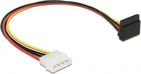 DeLOCK Molex (m) - SATA (f) vinklet med metalklemmeadapter - 0,30 meter