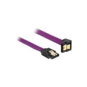 DeLOCK Premium - SATA-kabel - Serial ATA 150/300/600 - 7-pin SATA (M) - 7-pin SATA (M) - 20cm - 90 graders kontakt, låst - Violet (83694)