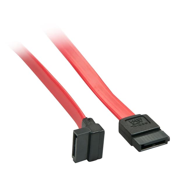 Lindy - SATA-kabel - Serial ATA 150/300/600 - SATA til SATA vinklet - 20 cm - Rød (33350)