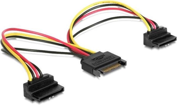 DeLOCK 60128 0,15 m SATA 15-pin 2x SATA 15-pin sort, rød, gul, flerfarvet SATA-kabel