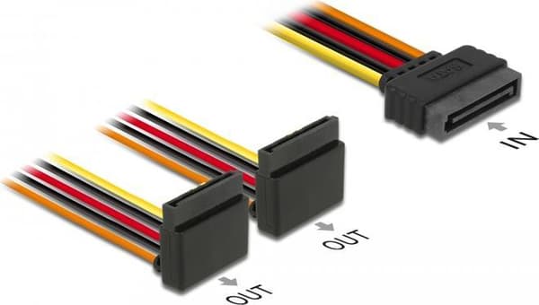 DeLOCK - Strømforsyning - SATA-strøm (S) monteret på SATA-strøm (R) metalklemme - 3,3 / 5 / 12 V - 15 cm (60170)