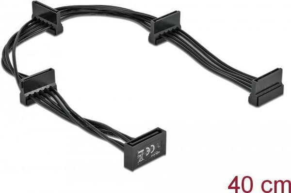 DeLOCK - Strømforsyning - SATA strømstik (M) til SATA strømstik (W) - 40 cm - Sort (60395)