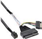 INLINE 29620B - Lagringskabelsats - U.2 (SFF-8639) (S) till SATA-strömkontakt, SFF-8643 (S) - 75 cm - Svart