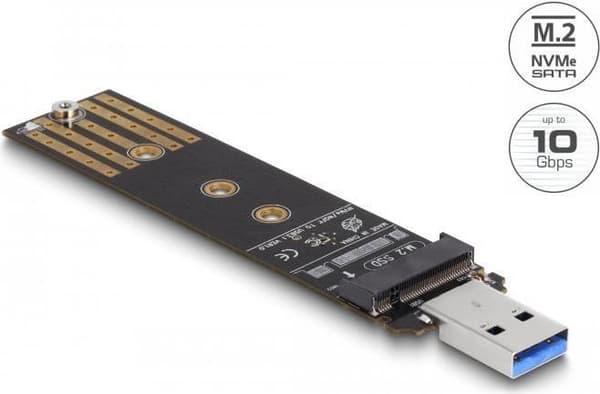 Delock - Liitäntäsovitin - M.2 - M.2-kortti (PCIe NVMe & SATA) - USB 3.2 (Gen 2) musta