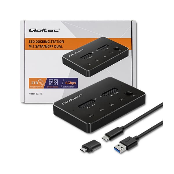 Dockningsstation 2 x M.2 SSD SATA (USB 3.1)