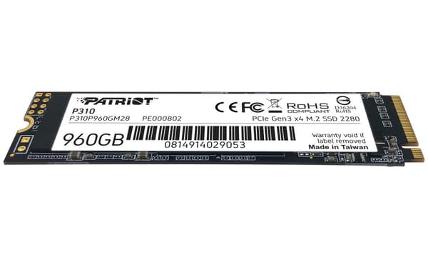 PATRIOT P310 960GB SSD / Interní / M.2 PCIe Gen3 x4 NVMe 1.3 / 2280