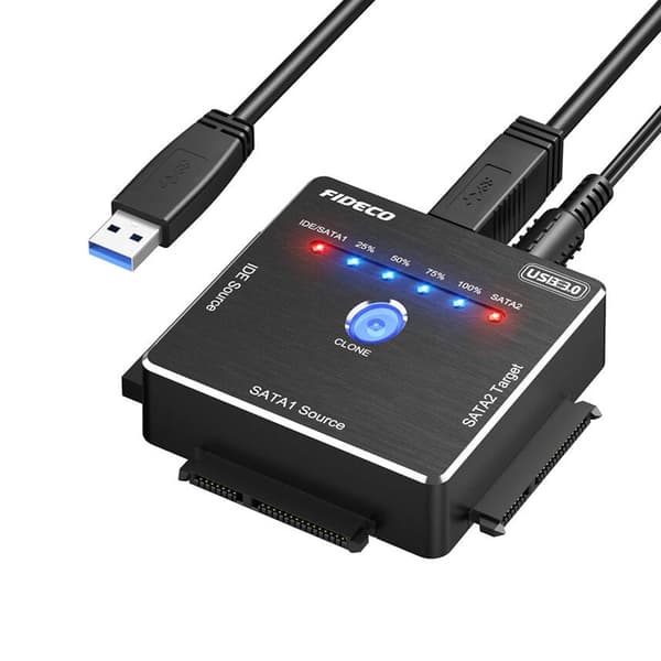 Fideco PL06 -kiintolevysovitin – SATA/IDE-tuki & offline-kloonaus