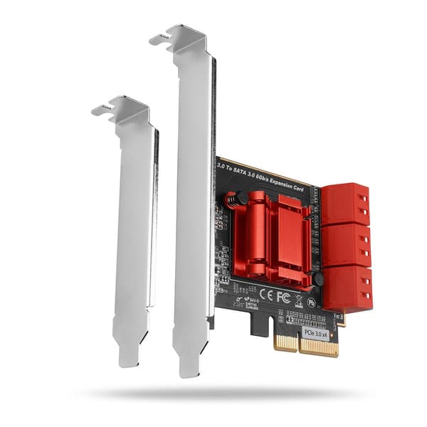 AXAGON PCES-SA6 PCIe-kontroller 6x int Röd, Silver