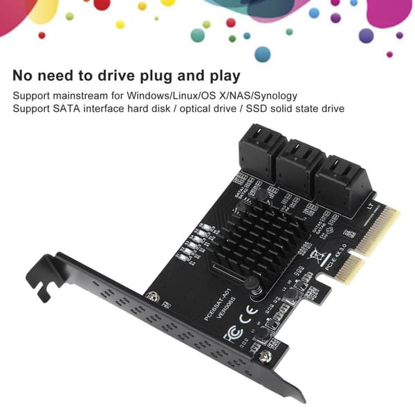 Udvidelseskort PCIE til 6Port SATA3.0-harddisk 6G PCIE3.0 GEN3 4X Interface Hub-adapter