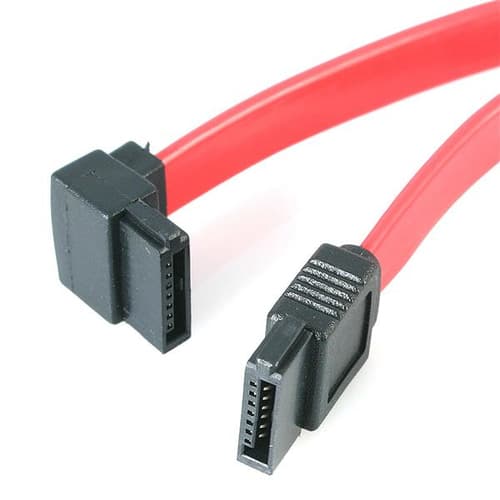 StarTech.com SATA to Left Angle SATA Serial ATA Cable - SATA cable - Serial ATA 150/300/600 - SATA (R) to SATA (R) - 1 ft - left-angled connector - re