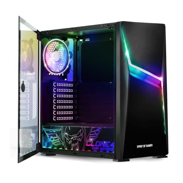 SPIRIT OF GAMER - Clone 4 ARGB Gamer PC-fodral - Mid-Tower ATX, Micro-ATX, ITX