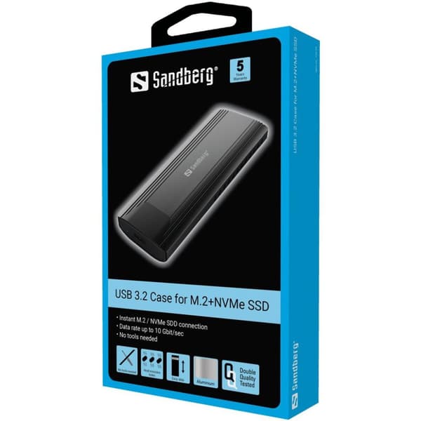 Sandberg USB 3.2 etui til M.2+NVMe SSD