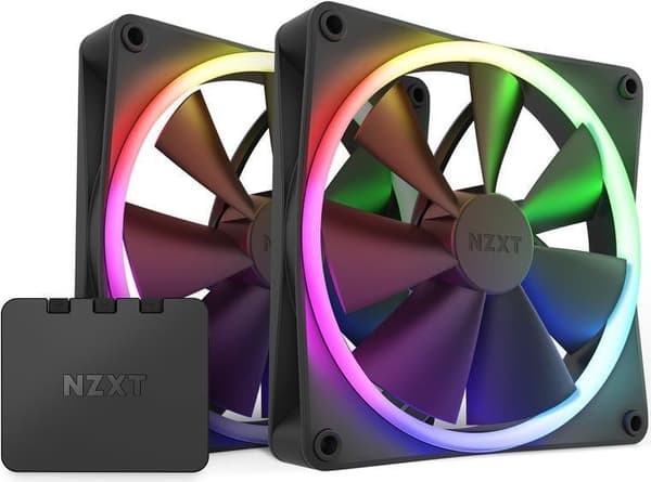 NZXT F140 RGB TWIN computertaske - Processorblæser 14 cm Sort 2 stk (RF-R14DF-B1) Sort