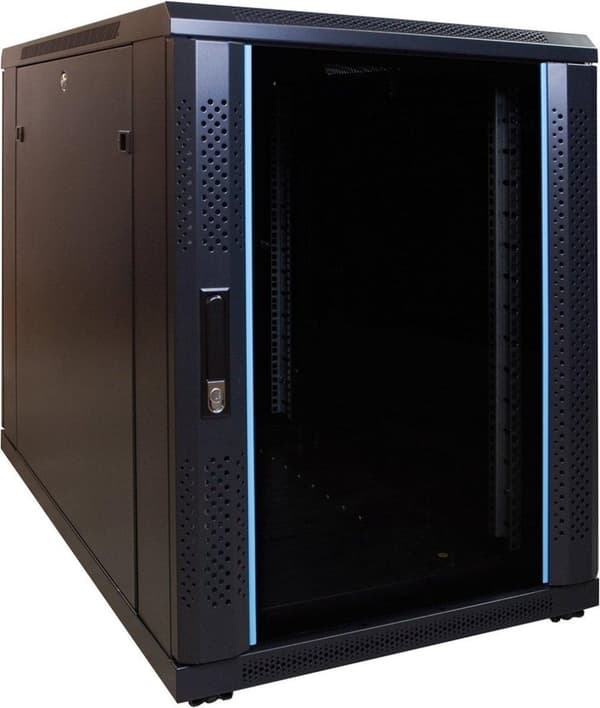 15U mini serverskab med glaslåge 600x1000x860mm (BxDxH)