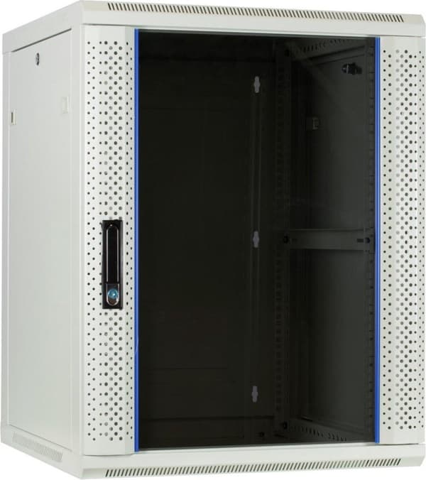 15U vitt väggskåp med glasdörr 600x600x770mm