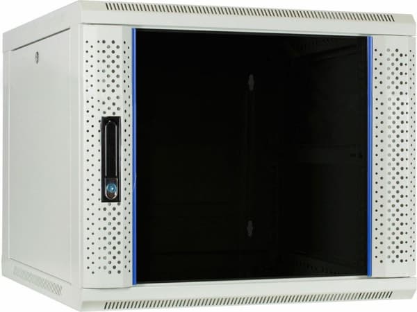 9U hvidt overskab med glaslåge 600x600x500mm