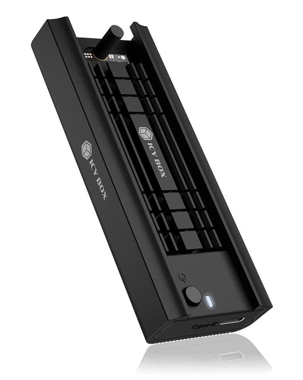 M.2 NVMe- ja SATA-telakointi, USB 3.2 (Gen 2) Type-C®, ilman työkaluja, alumiini, musta (IB-180MC-C31)