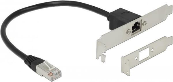 Delock netværksforlængerkabel RJ45 Cat.5e 30 cm med standard- og lavprofilslotdæksel (85803)