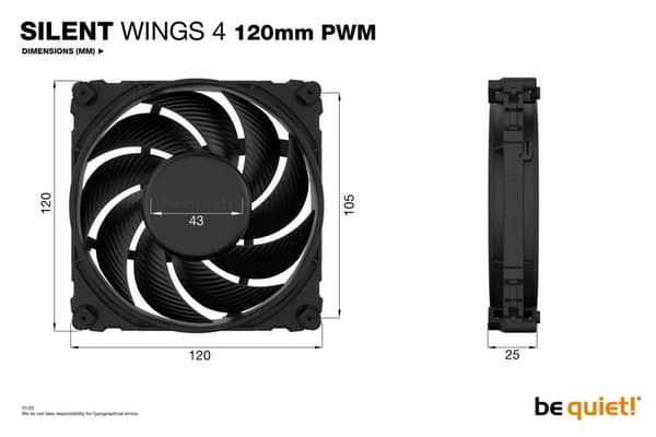 var tyst! Silent Wings 4 - fallfläkt - PWM - 120 mm - svart (BL093)