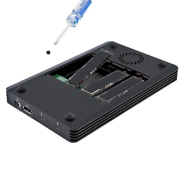 StarTech.com 4 Bay Thunderbolt 3 NVMe-hölje för M.2 NVMe SSD-enheter 1x DisplayPort Video/ 2X TB3 nedströmsportar 40Gbps 72W Strömförsörjning Extern h