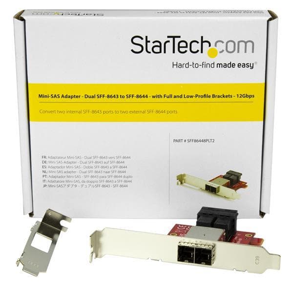 Mini-SAS-adapter - Dual SFF-8643 til SFF-8644 - med fuld- og lavprofilbeslag - 12 Gbps