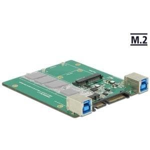 Delock Converter SATA / USB 3.1 Type-B naaras > M.2 / mSATA -paikka (62732) musta, Vihreä