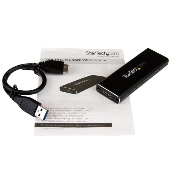 StarTech.com USB3.0 til M.2 SATA eksternt SSD-kabinet med UASP - Lagerskab - M.2 (M.2) - SATA 6Gb/s - 600MBps - USB3.0 - Sort (SM2NGFFMBU33)