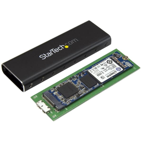 StarTech.com USB3.0 til M.2 SATA eksternt SSD-kabinet med UASP - Lagerskab - M.2 (M.2) - SATA 6Gb/s - 600MBps - USB3.0 - Sort (SM2NGFFMBU33)
