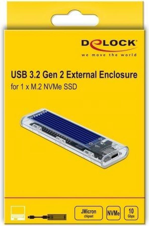 Delock ext. Boliger. M.2NVMe PCIe SSD med USB-C adapterstik