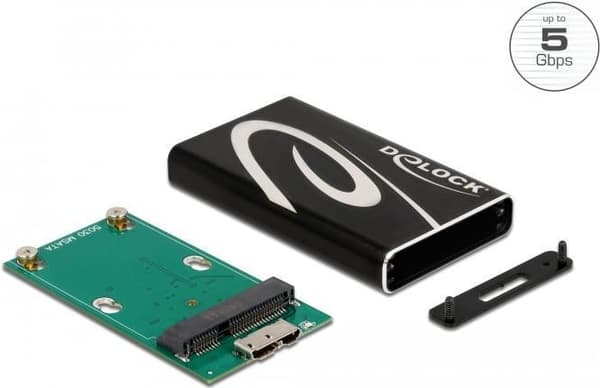 Delock 42006 eksternt kabinet SuperSpeed USB til mSATA SSD Sort