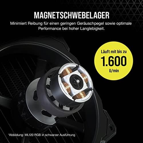 Corsair ML140 LED ELITE 140 mm PWM-fläkt med lysdioder (CORSAIR AirGuide Technology, magnetiska levitationslager, upp till 1600 rpm, åtta ljusa lysdio