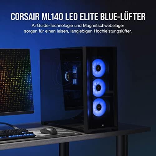 Corsair ML140 LED ELITE 140 mm PWM-fläkt med lysdioder (CORSAIR AirGuide Technology, magnetiska levitationslager, upp till 1600 rpm, åtta ljusa lysdio