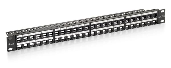 Varusta Patch Panel 48x RJ45 Cat6 19" 1U Keystone musta