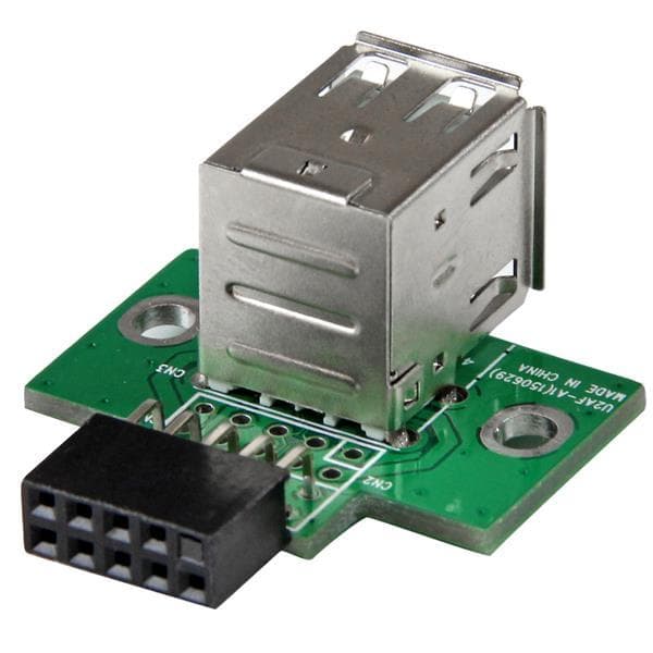 StarTech.com 2-ports USB bundkort header-adapter - USB-adapter - USB (F) til 10-bens USB-header (F) Sort, Grøn, Rustfrit stål