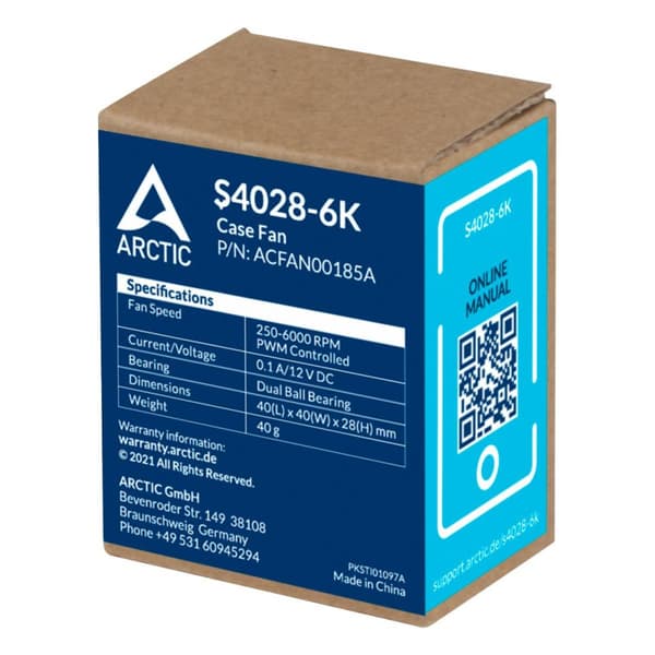 ARCTIC S4028-6K - 40 mm palvelintuuletin - tuuletin - 4 cm - 250 rpm - 6000 rpm - 7,1 cfm - 12,06 mü/h (ACFAN00185A)