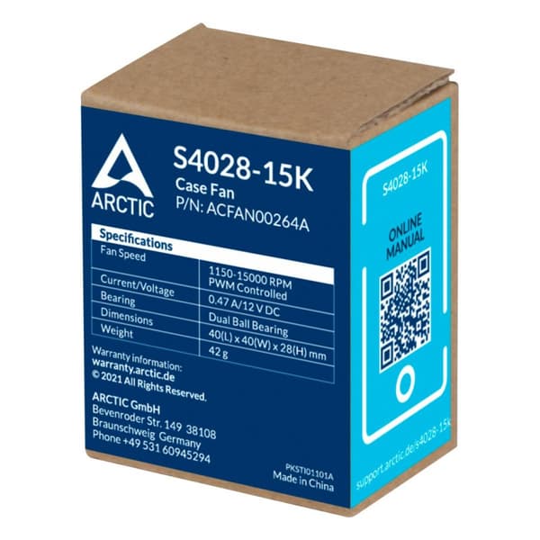 ARCTIC S4028-15K - 40 mm serverblæser - blæser - 4 cm - 1400 rpm - 15000 rpm - 19,23 cfm - 32,67 m/h (ACFAN00264A)