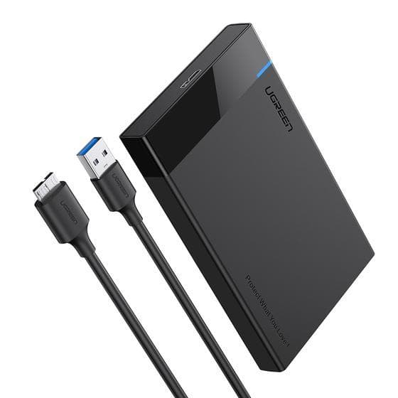 UGREEN - Extern hårddiskhölje för 2'5" SATA HDD/SSD - USB3.0 - Svart Svart