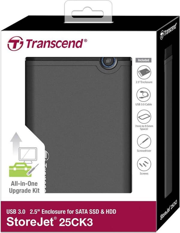 Transcend StoreJet -päivityssarja 2,5 tuumaa - Kiintolevykotelo - Musta