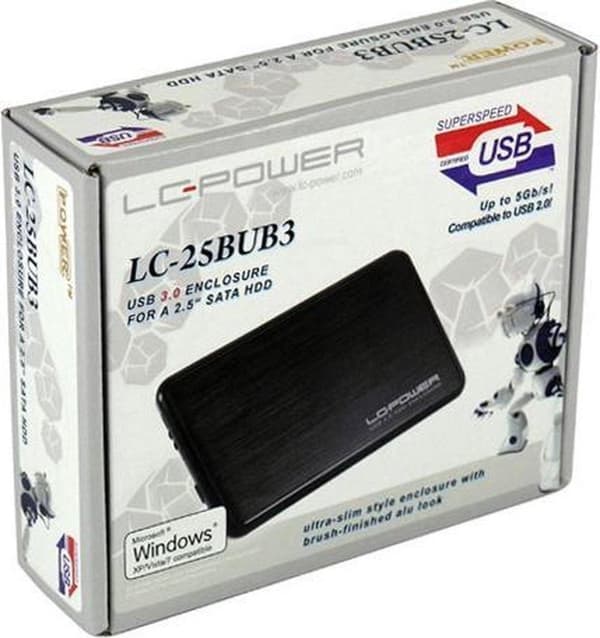 LC-Power LC-25BUB3 lagringsenhet 2,5'' aluminium, svart