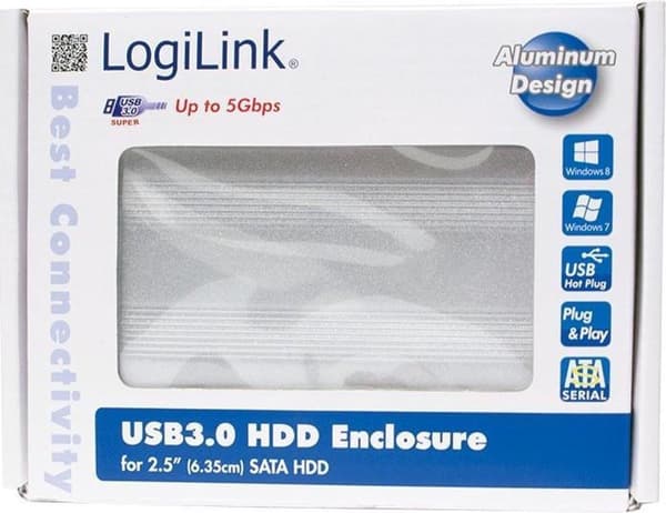 LogiLink UA0106A hus til lagerdrev 2,5'' Sølv Strømforsyning via USB
