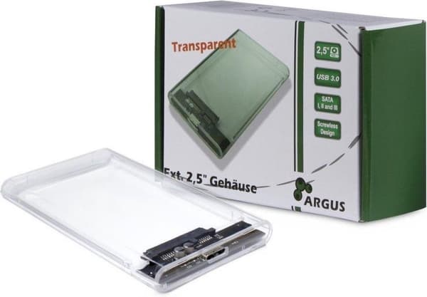 Inter-Tech HDD-kabinet 3,0" Argus GD-25000 gennemsigtig Transparent