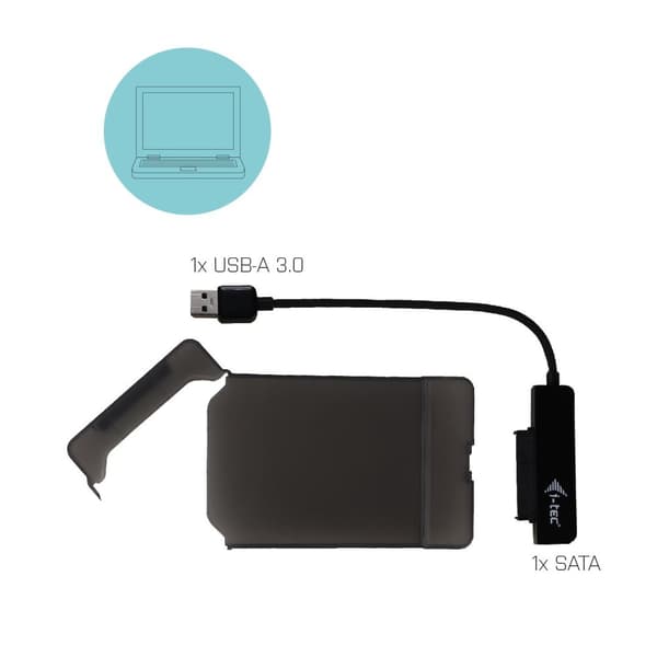 i-tec MYSAFEU313 tallennusasemakotelo 2,5 tuuman HDD/SSD-kotelo Musta