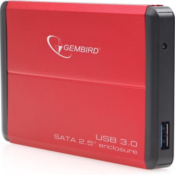 Gembird EE2-U3S-2-R - Harddiskkabinet, 2,5 tommer SATA, USB 3.0